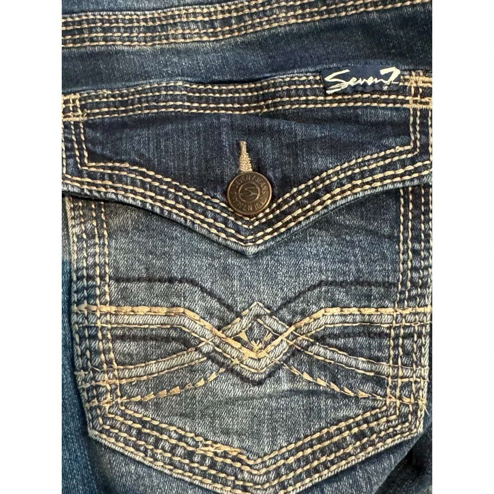 Seven7 Straight Jeans 36x34 Dark Wash Heavy Stitch‎ Western Denim